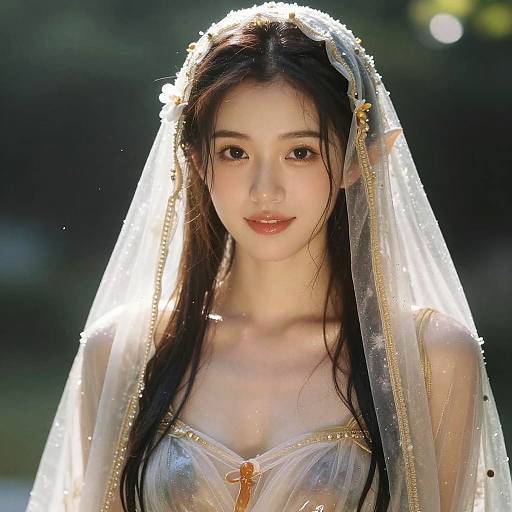 Portrait of Elf Girl in Veil and Harem Outfit