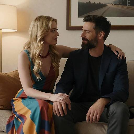 Warm Portrait of a Couple on Couch