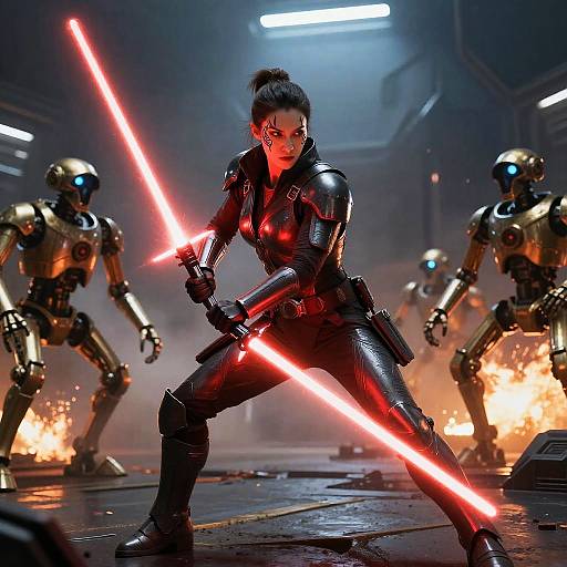 Futuristic Sith Woman in Battle