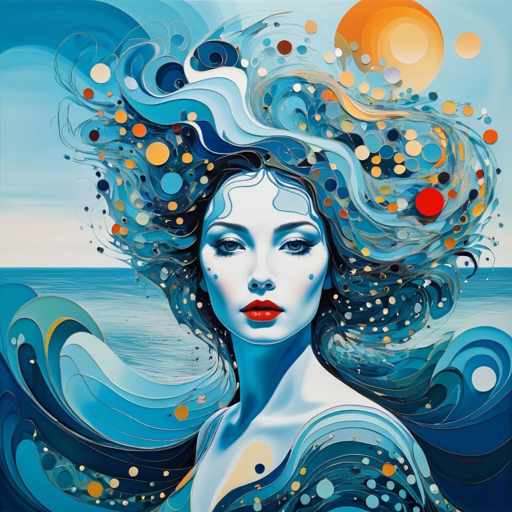 Dreamlike Woman in Ocean Abstract Art