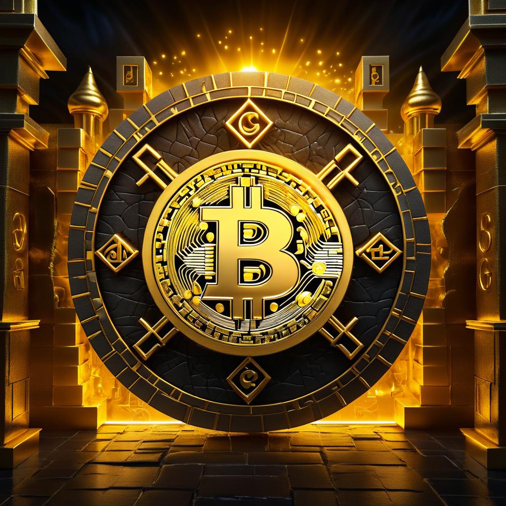 Golden Bitcoin in an Ancient Castle Workshop