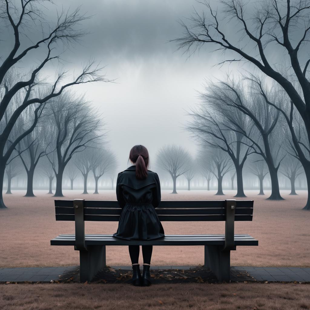 Melancholic Woman in a Desolate Park