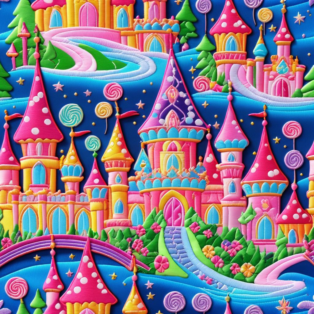 Whimsical Candy Castle Embroidery Design