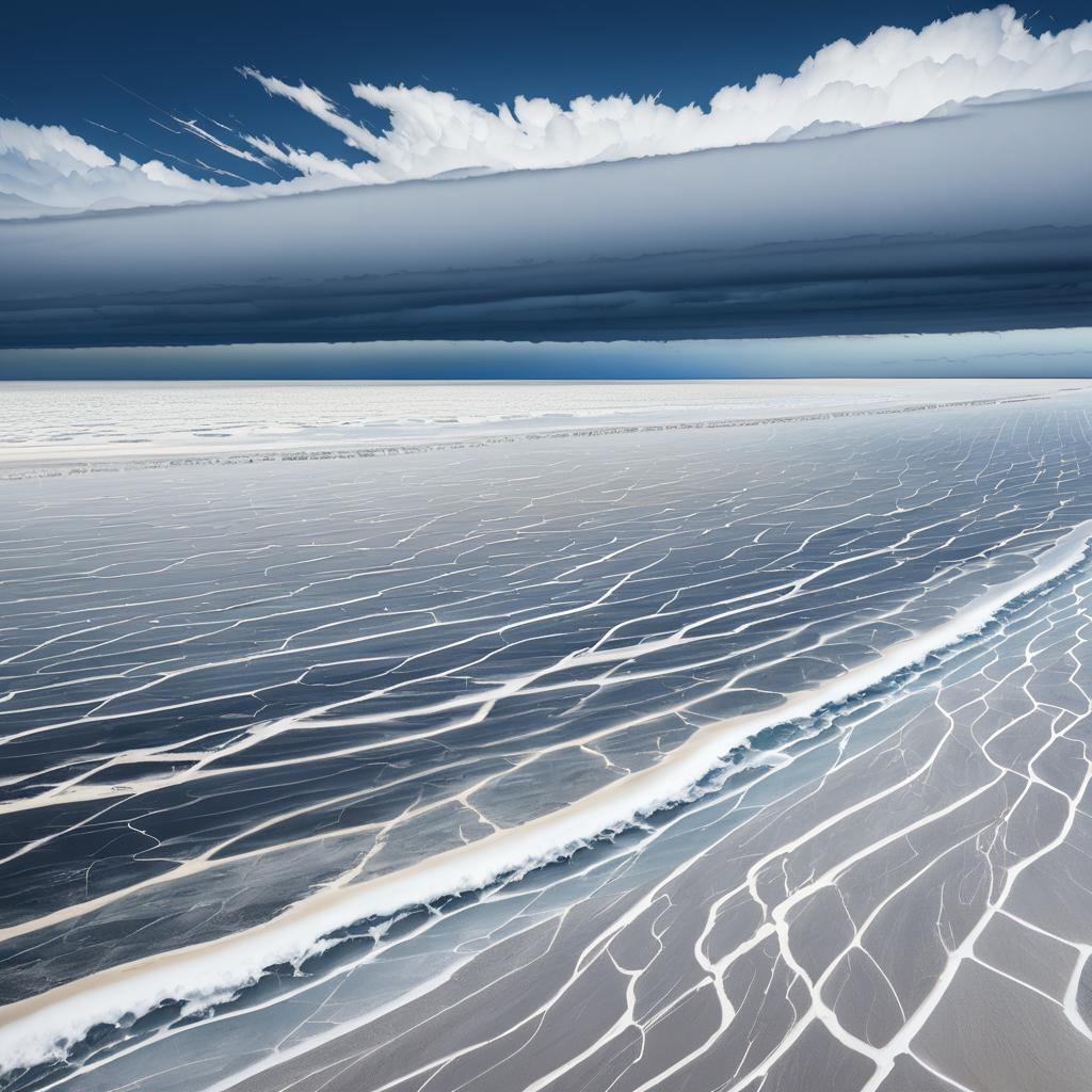 Stormy Ocean Waves on Salt Flats