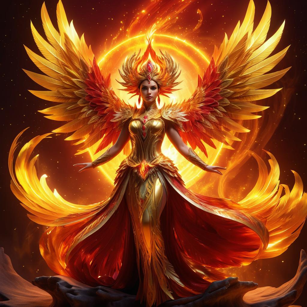 Ethereal Phoenix Rising in Flames