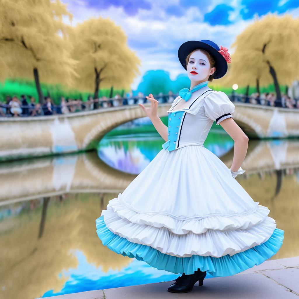 Kawaii Mime in a Van Gogh Scene