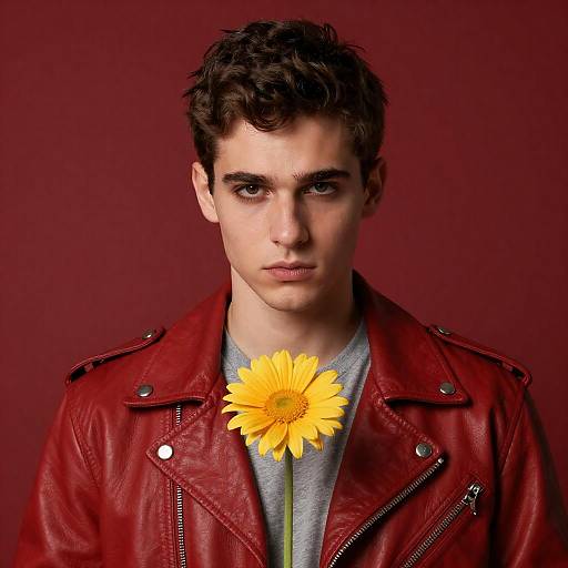 Bold Young Man in Red Jacket
