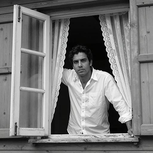 Serious Man Gazing Through Window