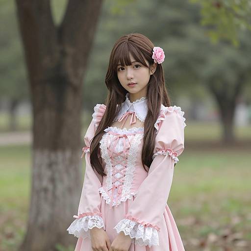 Serene Young Woman in Briar Rose Costume