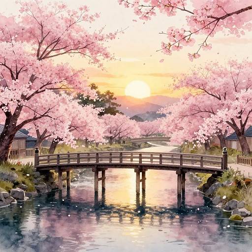 Serene Nagame Japanese Sunset Landscape