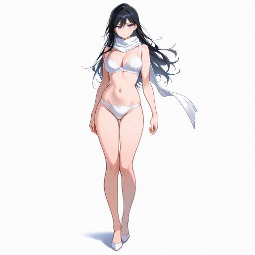 Serene Solo Character with Cascading Hair Serene Solo Character with Cascading Hair