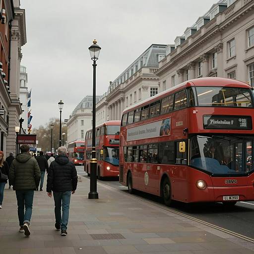 Vintage Double-Decker Buses on Urban Street
