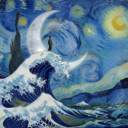Digital artwork blending Van Gogh's 