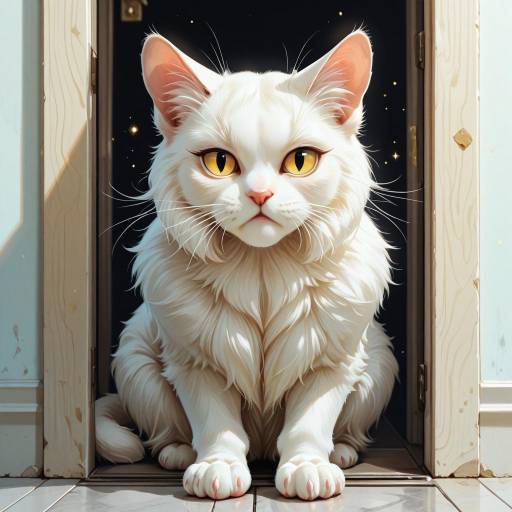 Majestic White Persian Cat in Doorway Majestic White Persian Cat in Doorway