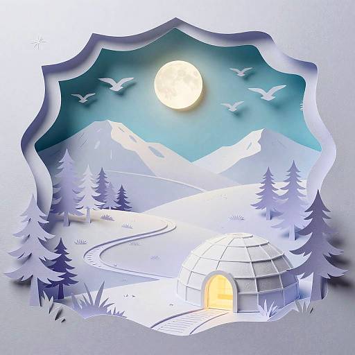 Paper Cut-Out Icy Tundra Scene