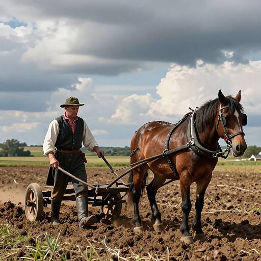 Polish Farmer Plowing in Renaissance