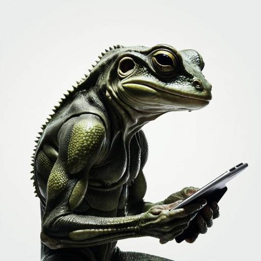 Realistic Alien Amphibian Holding Data Pad Realistic Alien Amphibian Holding Data Pad