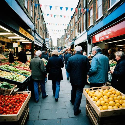 Vibrant Holographic UK Street Market Scene