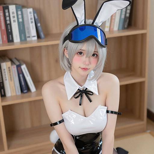 Young Woman in Bunny Cosplay Outfit
