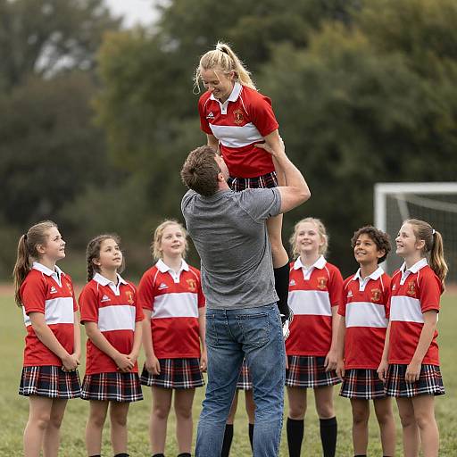 Playful Rugby Moment with Joyful Children
