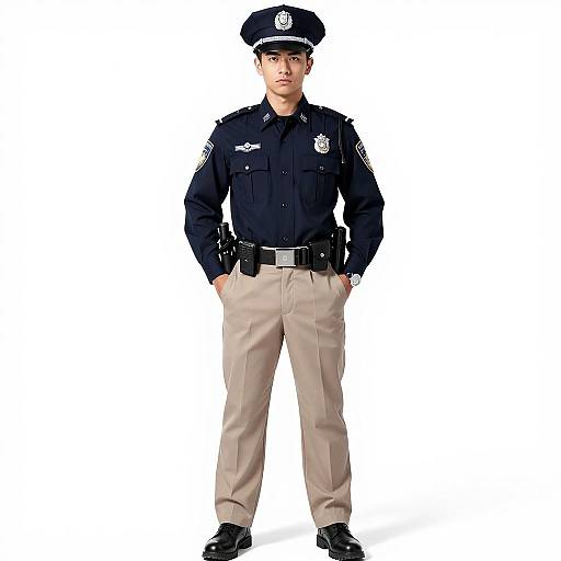 Realistic Portrait of Young Police Officer