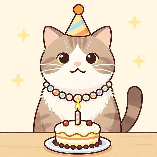 Cartoon Oriental Shorthair Cat Birthday