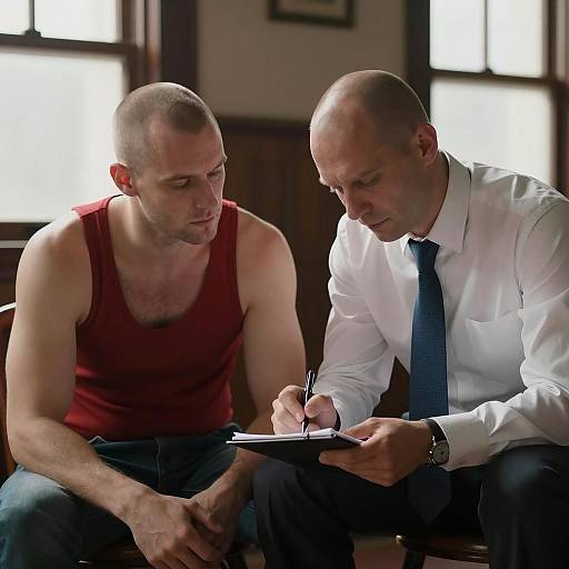 Man Signing Document with Advisor