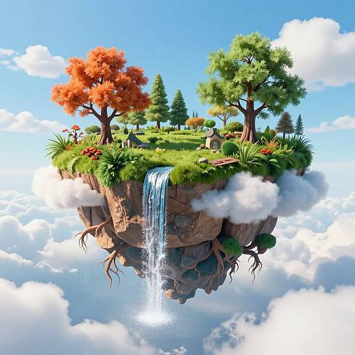 Surreal Floating Island Fantasy Landscape