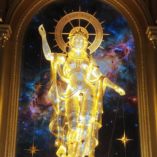 Gilded Celestial Marionette in Nebula Cathedral