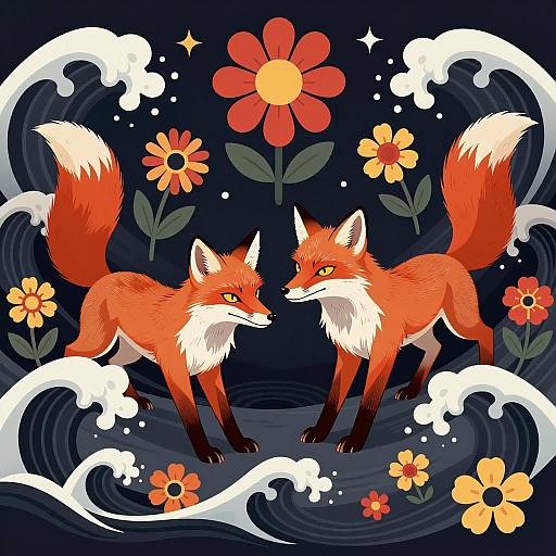 Fierce Red Foxes in Dynamic Battle