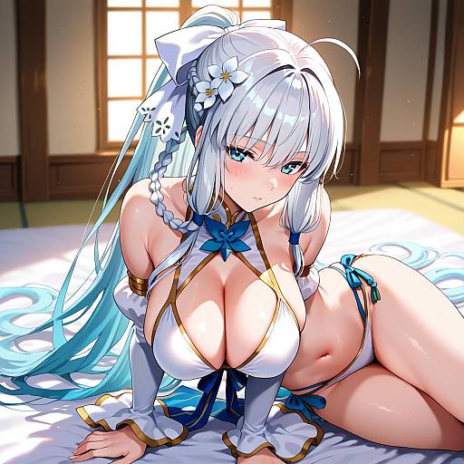 Illustration of Morgan le fay (water princess) (fate), fate/grand order in the style of Hominamia