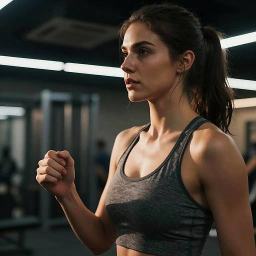 Focused Woman Exercising Indoors