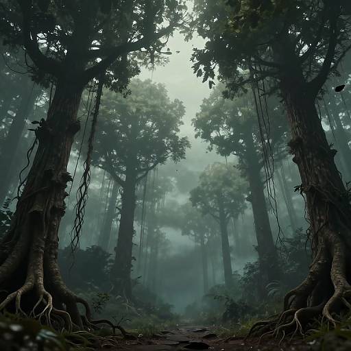 Surreal Inverted Trees in Dream Abyss