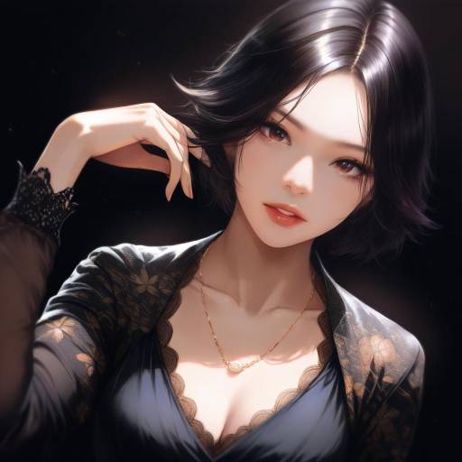 Elegant Portrait of Yoruichi in Black Dress