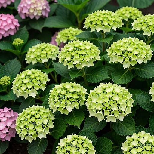 Vibrant Lime Green Hydrangea Blooms