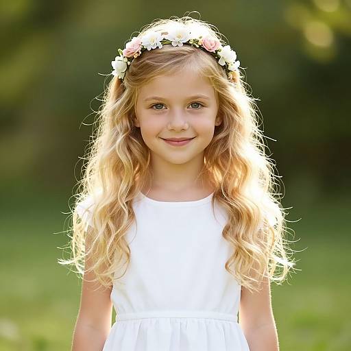Young Blonde Girl in Floral Headband