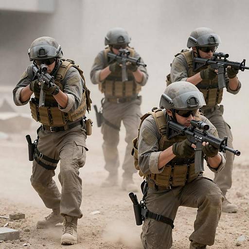 Dynamic Urban Combat Scene with Soldiers