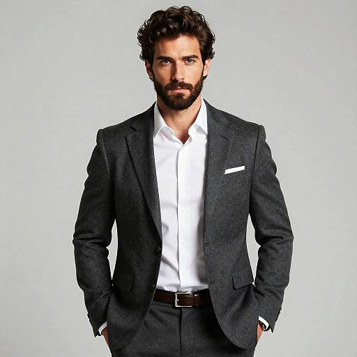 Confident Man in Gray Suit