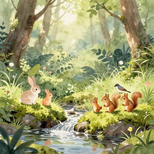 Whimsical Forest Stream Gathering