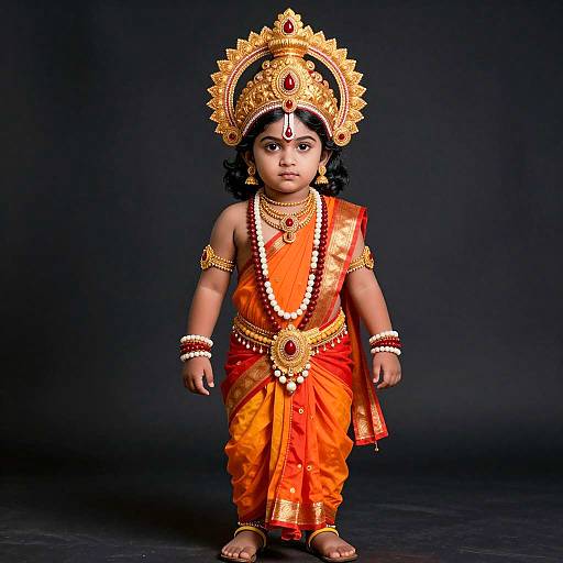 Photorealistic Child in Krishna Costume