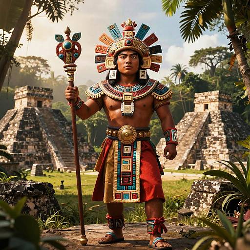 Dramatic Portrait of Aztec Leader Tenoch