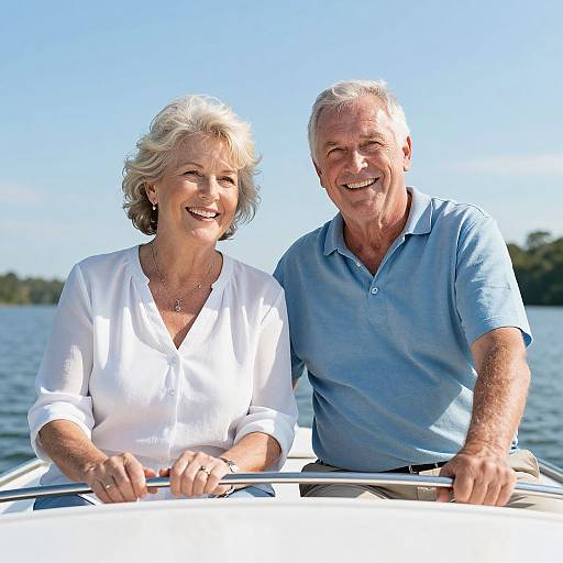 Cheerful Senior Couple Boating