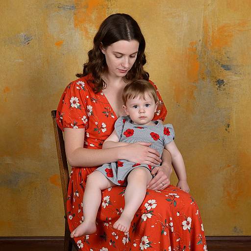 Mother and Child in Floral Harmony