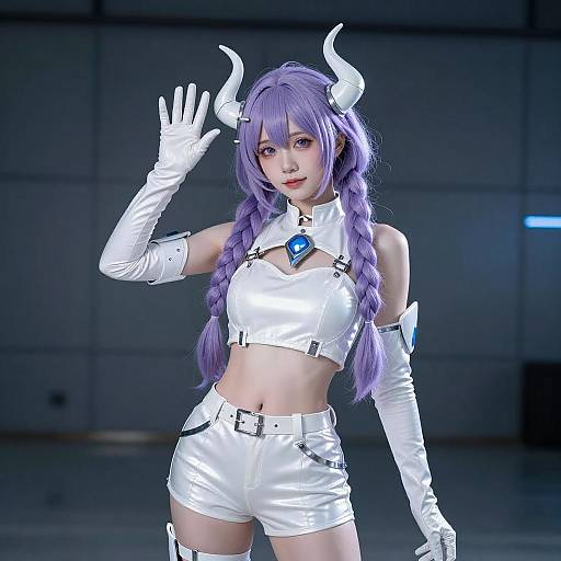 Futuristic Lavender-Haired Cosplay Portrait