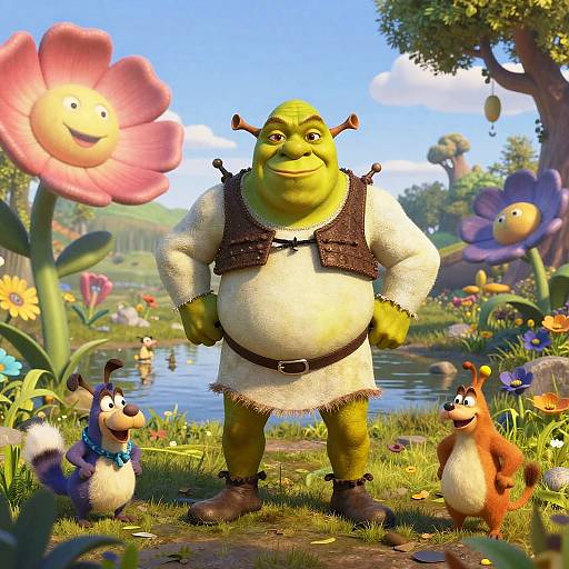 Playful Goofy Shrek Cartoon Scene