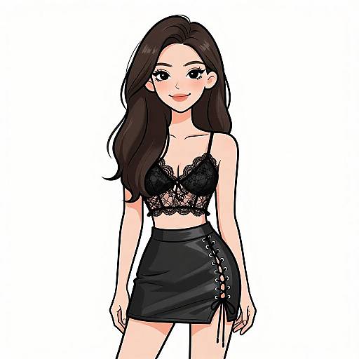 Edgy Chic Woman in Lace & Leather