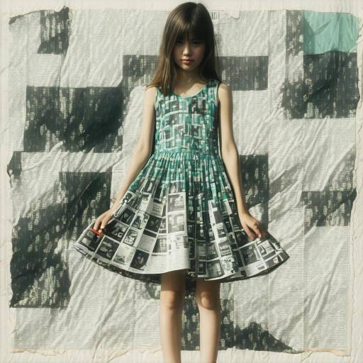 Young Girl in Cubist Newspaper Dress