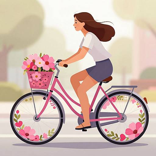 Floral Bicycle Ride Illustration