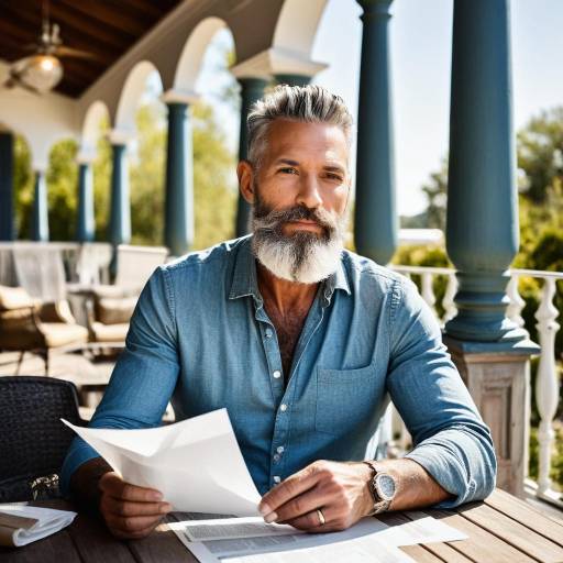 Mature Man Reading Documents Outdoors
