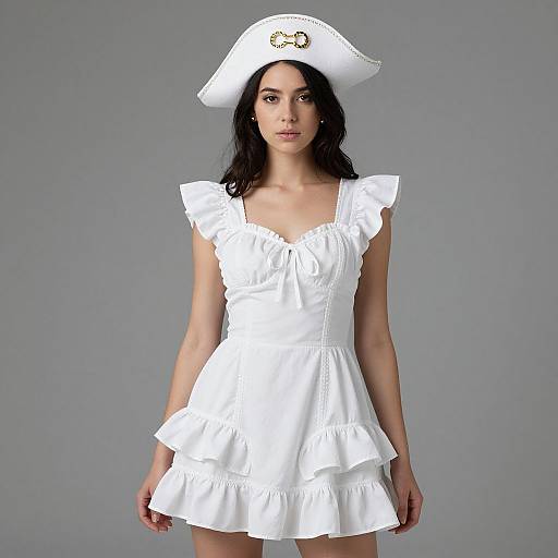 White Ruffle Pirate Dress Woman